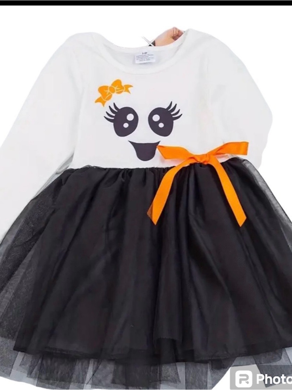 New Boutique Halloween Ghost Long Sleeve Tutu Girls Dress 1-2years Costume